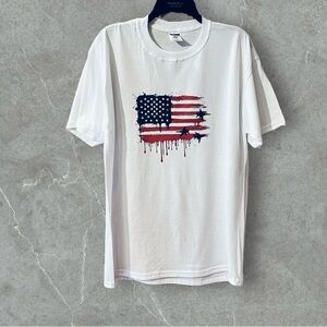 Patriotic Men's Distressed Flag & Fighter Jet Tee Shirts